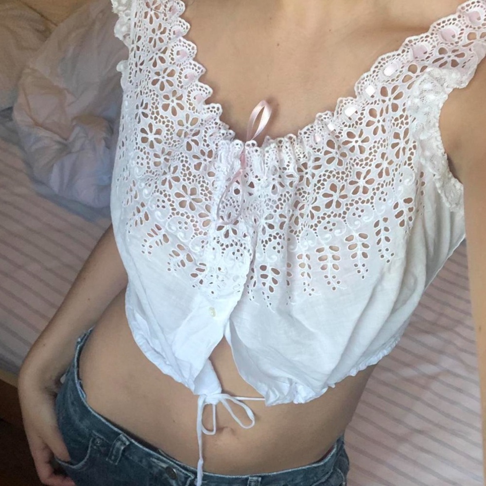 adorable one of a kind antique coquette reworked top